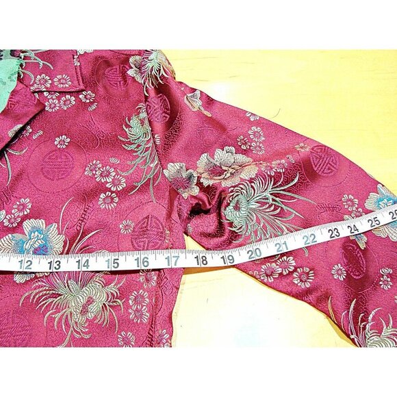 Chicos Burgundy Wine Floral Asian Inspired Collared Blazer Jacket Size 0 XS 4/6 - Picture 7 of 11